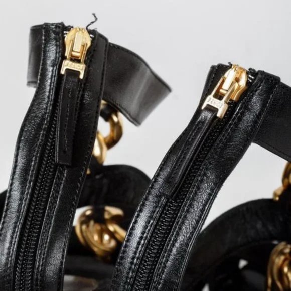 Fendi Black Suede Chain T-Strap Sandals - Picture 7 of 9